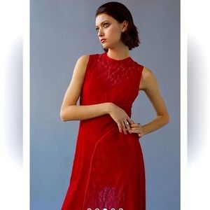 UO Maxibe Red Lace MIDI Dress NWOT